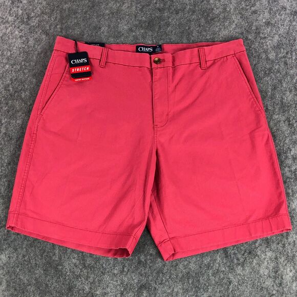 NEW Chaps Mens Shorts 38 Pink Flat Front Stretch Comfort Waistband High Waist - Picture 1 of 12